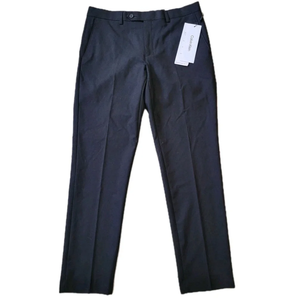 Calvin Klein Men's Skinny-Fit Wrinkle Resistant Black Dress Pants 33/30 NWT $175